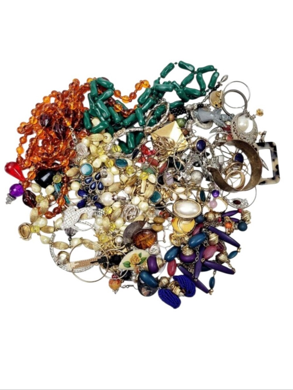 One Pound Lot Of Miscellaneous Odds And Ends Jewelry for crafting